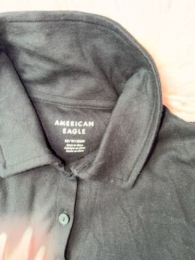 American Eagle Outfitters Black Polo Collared Shirt